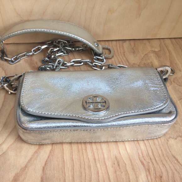 Tory Burch Silver Classic Mini Crossbody Bag - Picture 10 of 10